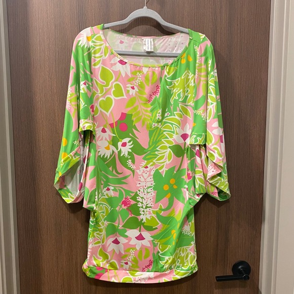 TRINA TURK Floral La Palma Swim Tunic Size Medium Cover-Up Tropical Resortwear - Picture 3 of 10